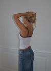 Gunhilda tanktop med kant - Navy/hvid