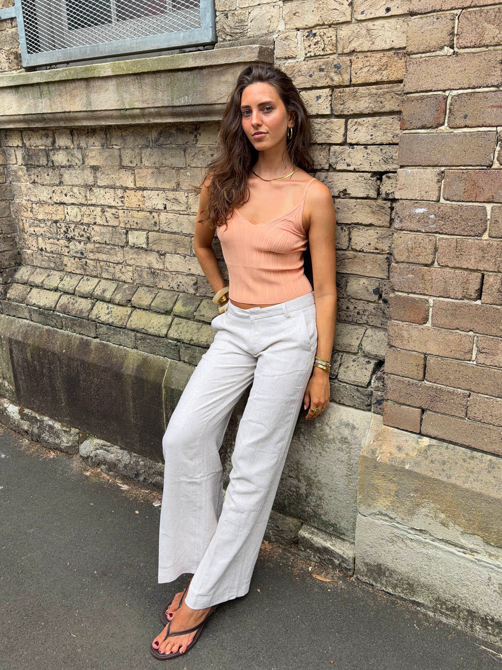 Herringbone bukser - Beige/hvid