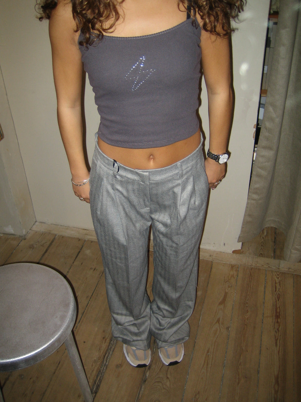 Ellen herringbone bukser - Grå