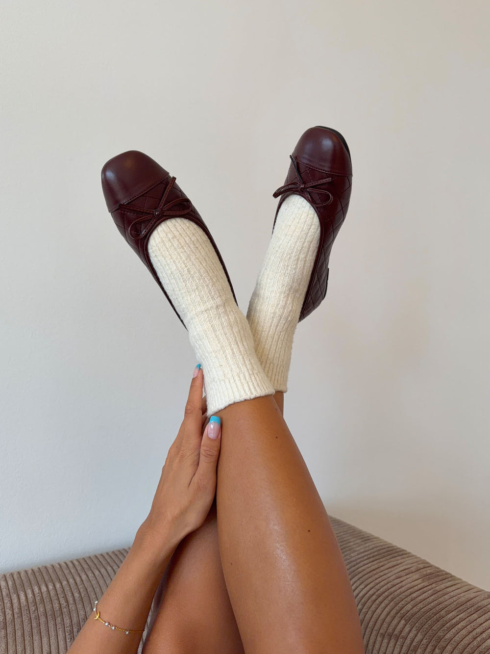 Tessa ballerina med sløjfe - Brun