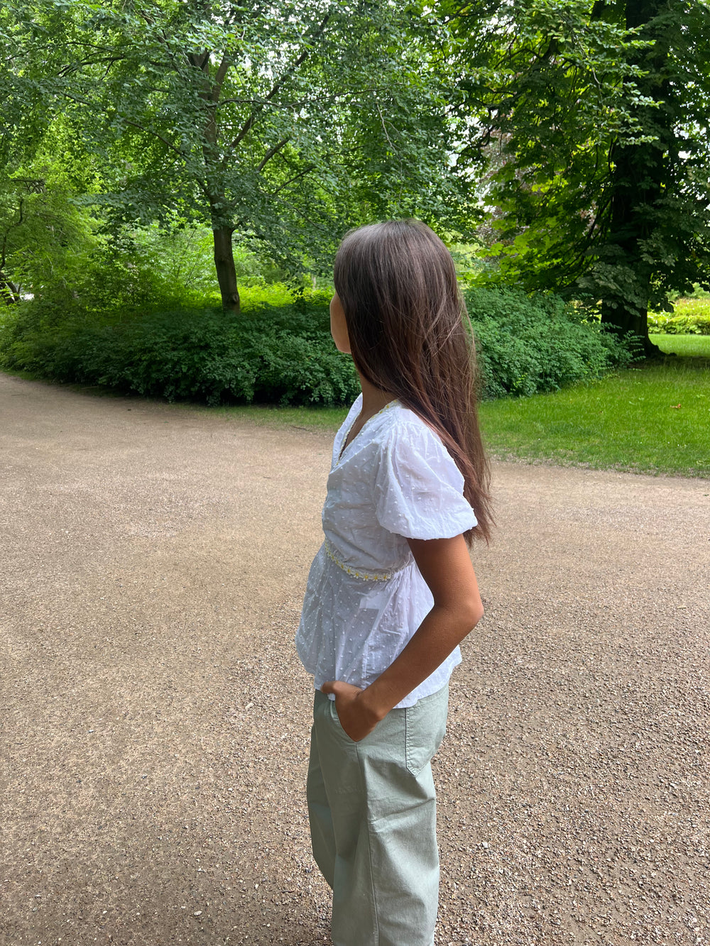 Toria top med blomster - Hvid