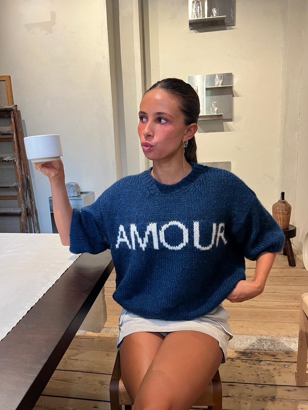 "Amour" striktrøje - Navy