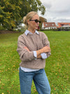 Orla strikbluse - Taupe