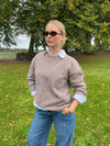 Orla strikbluse - Taupe