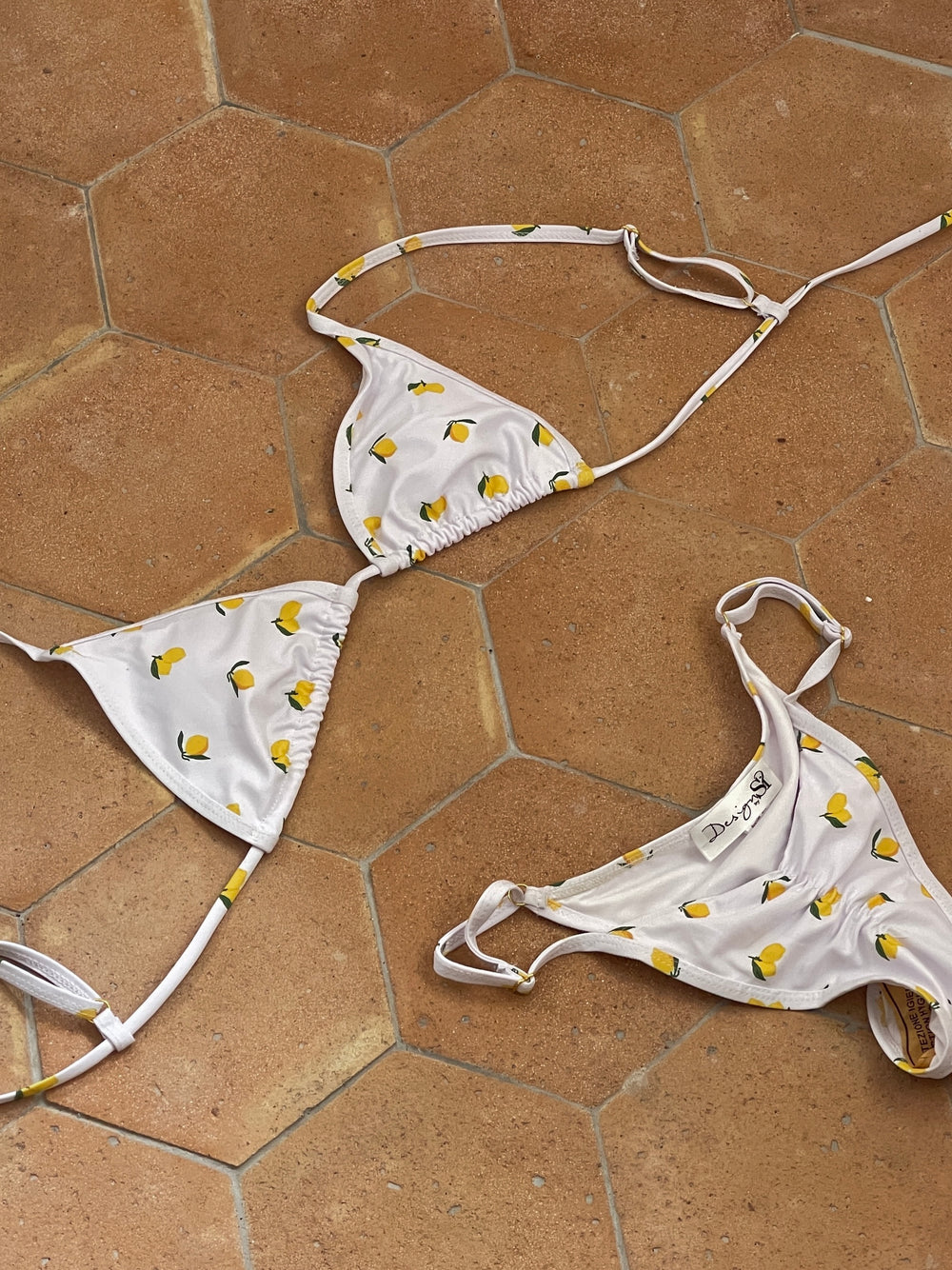 Inessa bikini med citroner - Hvid/gul