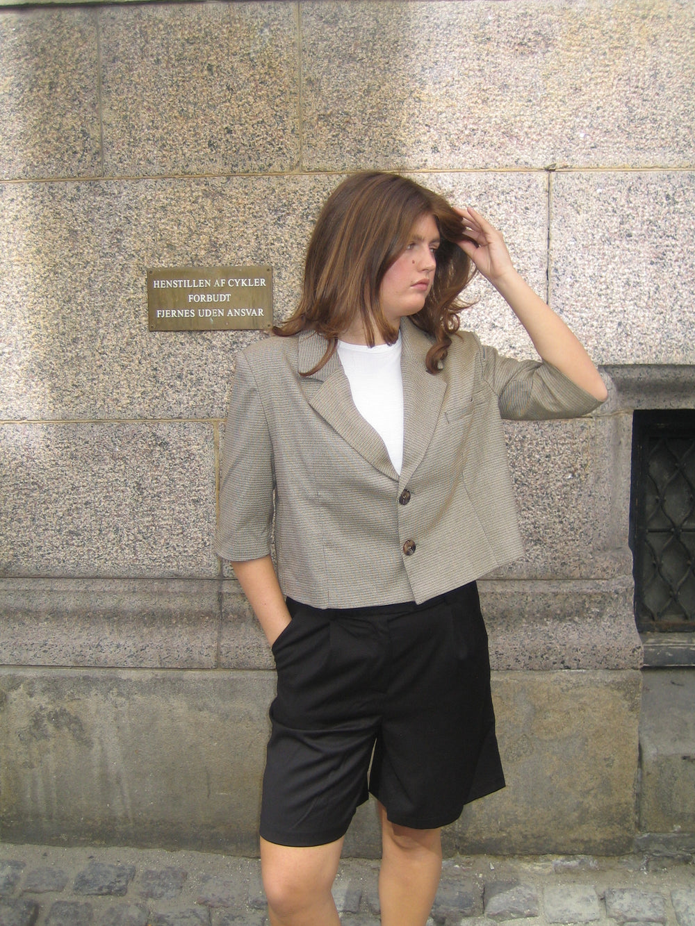 Juliane cropped blazer i tern - Grøn