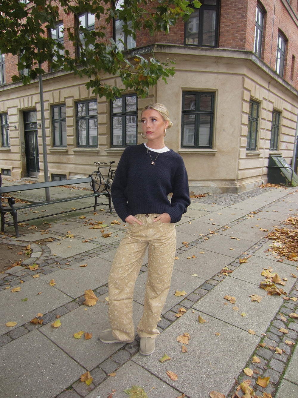 Mirah bukser med mønster - Beige