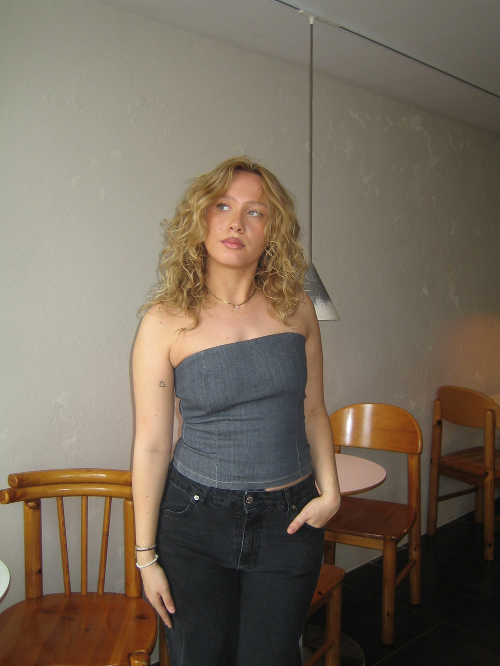 Malina denimtop - Mørkegrå