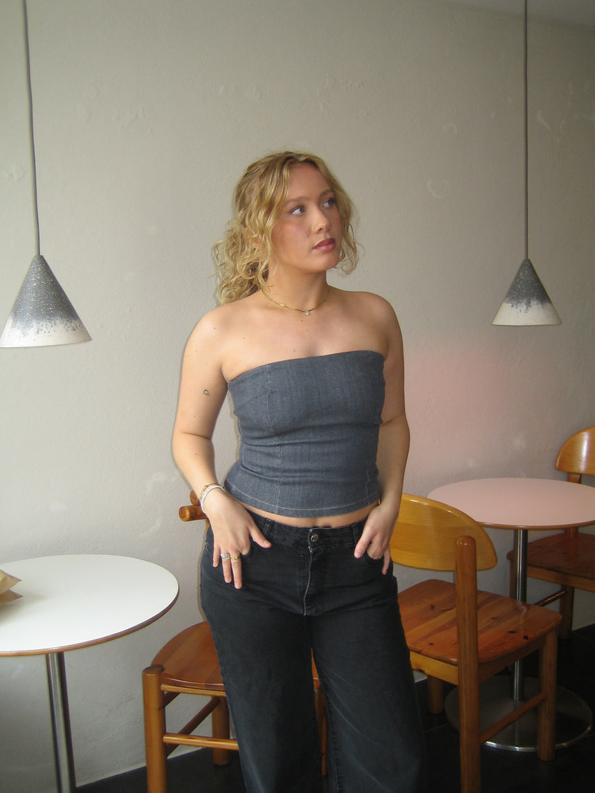 Malina denimtop - Mørkegrå