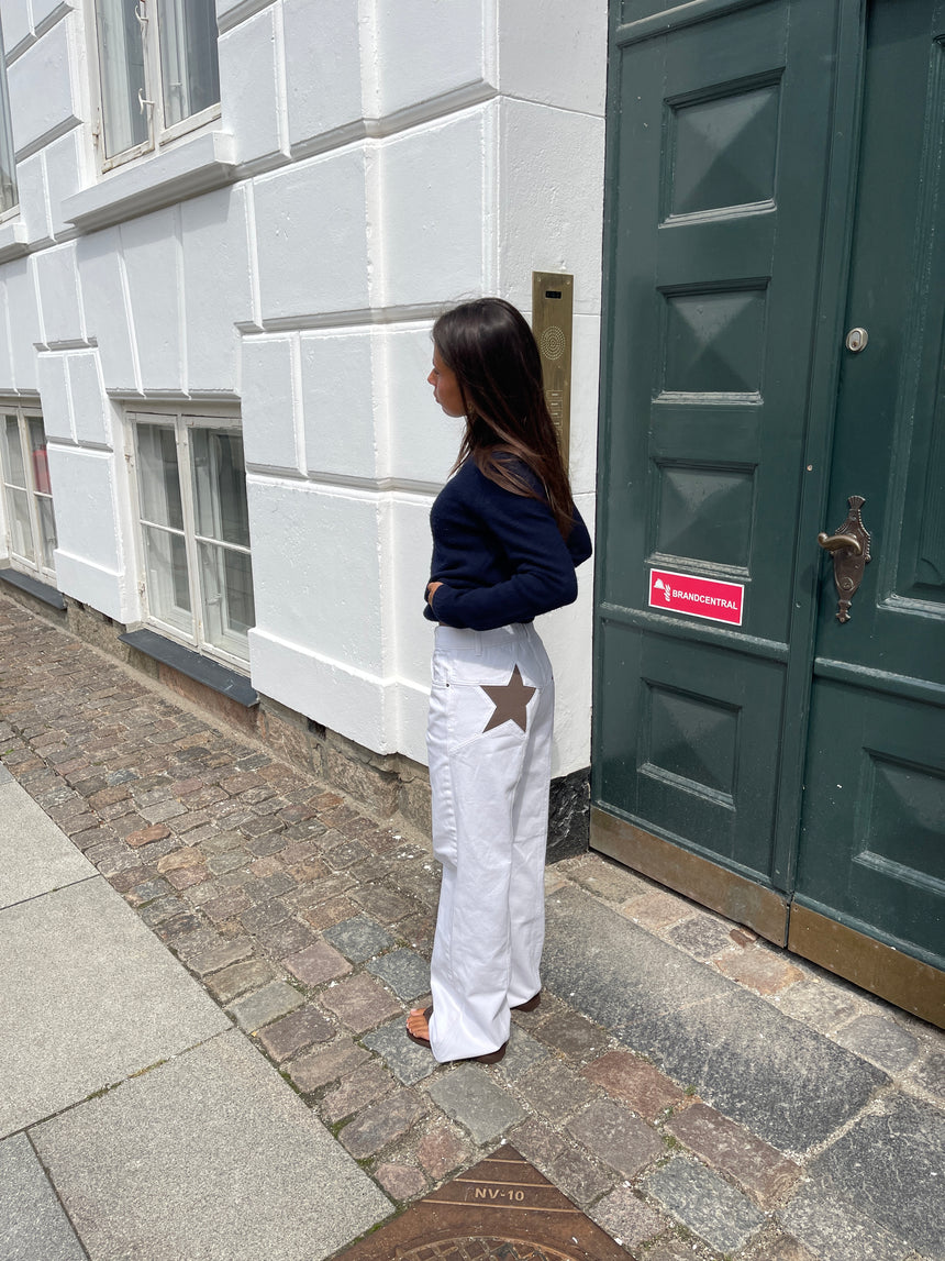 Star jeans med brune stjerner - Hvid