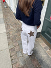 Star jeans med brune stjerner - Hvid