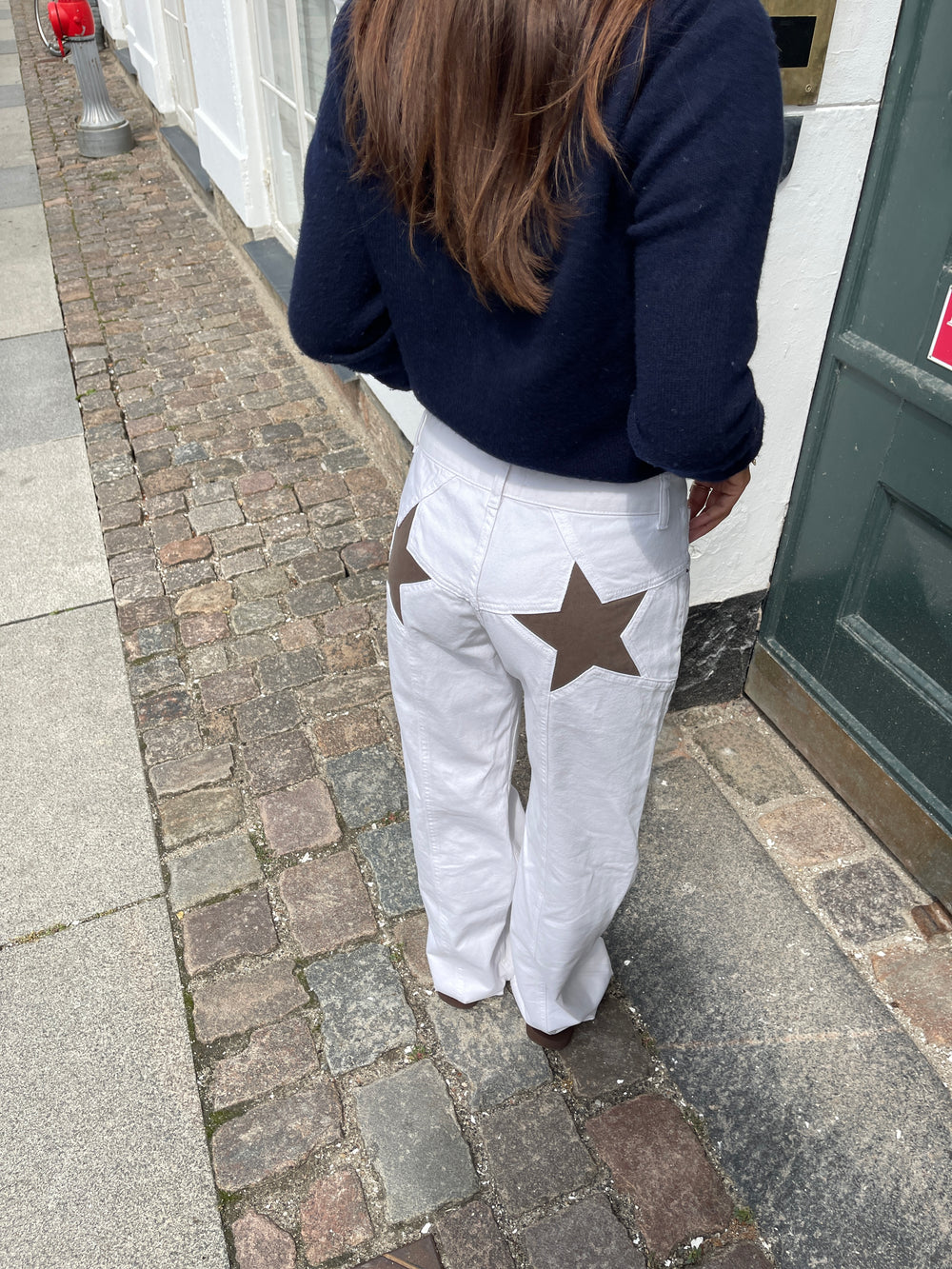 Star jeans med brune stjerner - Hvid
