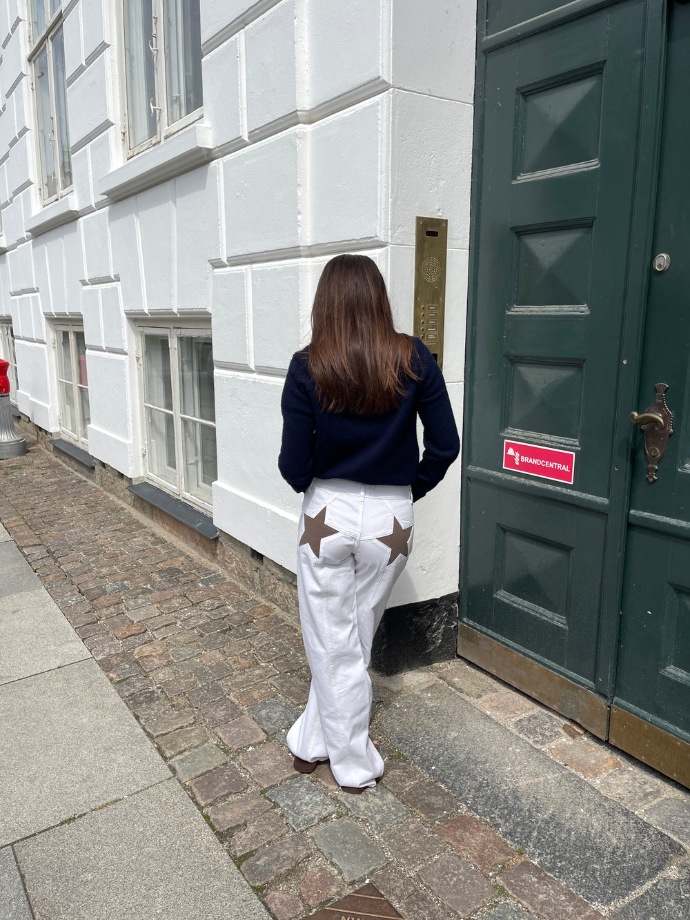 Star jeans med brune stjerner - Hvid