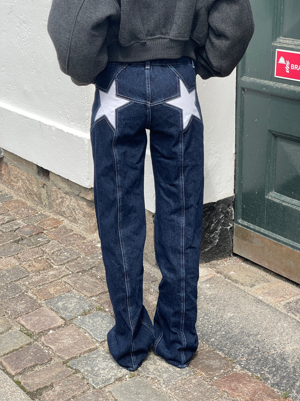 Star jeans med hvide stjerner - Mørk denim