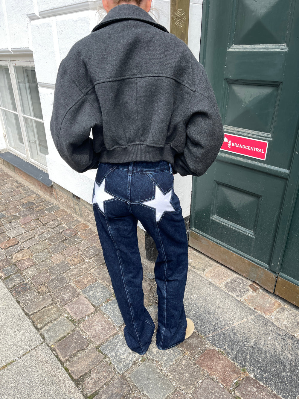 Star jeans med hvide stjerner - Mørk denim