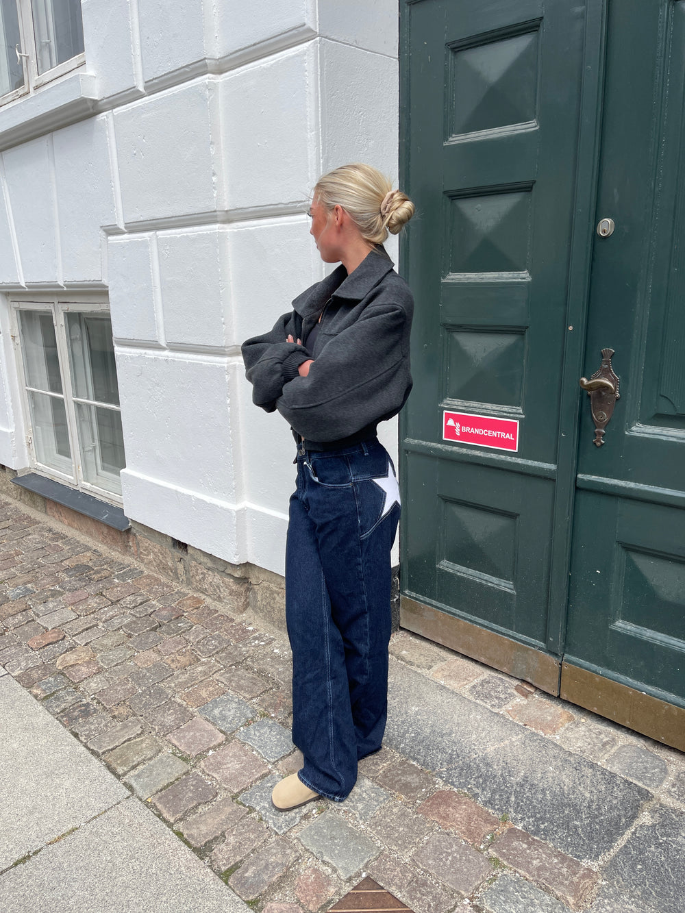 Star jeans med hvide stjerner - Mørk denim