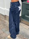 Star jeans med hvide stjerner - Mørk denim