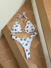 Martina bikini med mønster - Hvid/blå