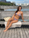 Panama bikini med striber - Lyserød/brun