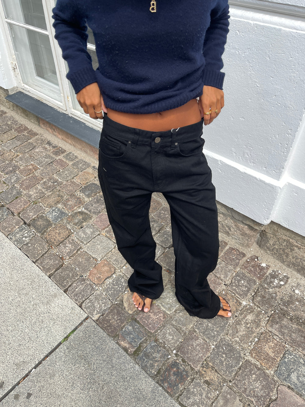 Star jeans med leopard stjerner - Sort