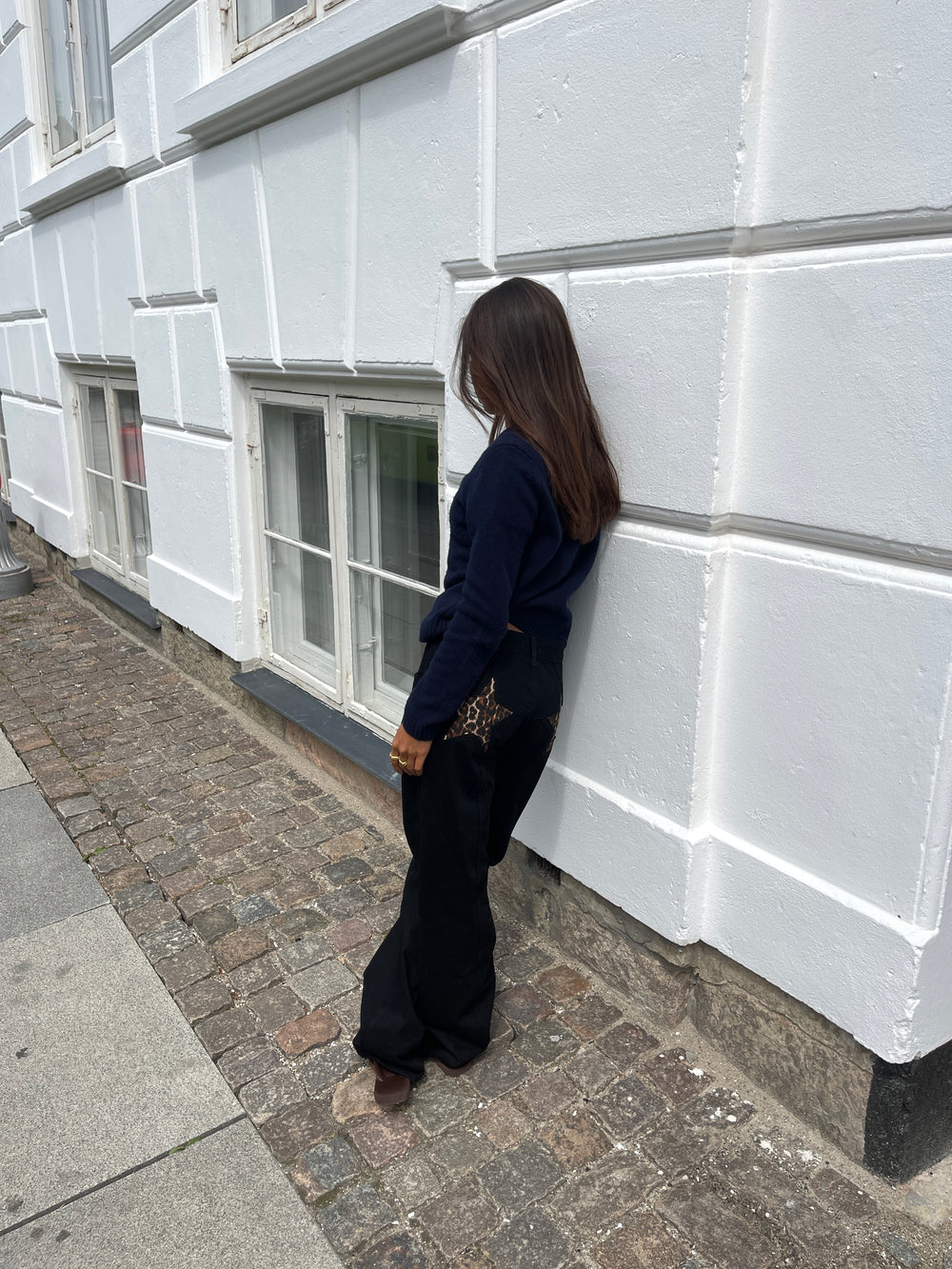 Star jeans med leopard stjerner - Sort