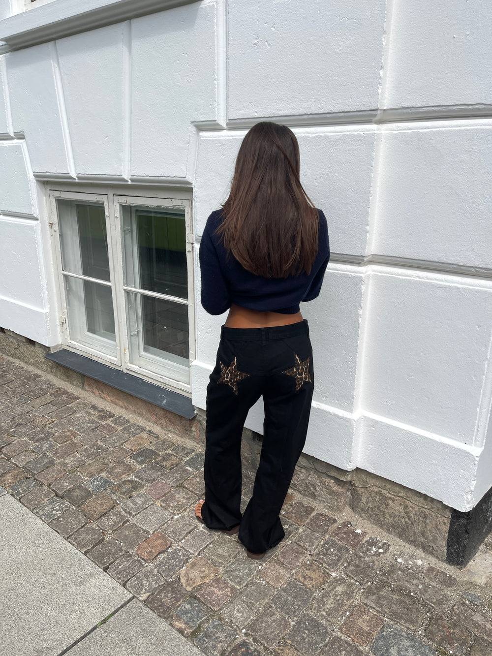 Star jeans med leopard stjerner - Sort