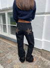 Star jeans med leopard stjerner - Sort