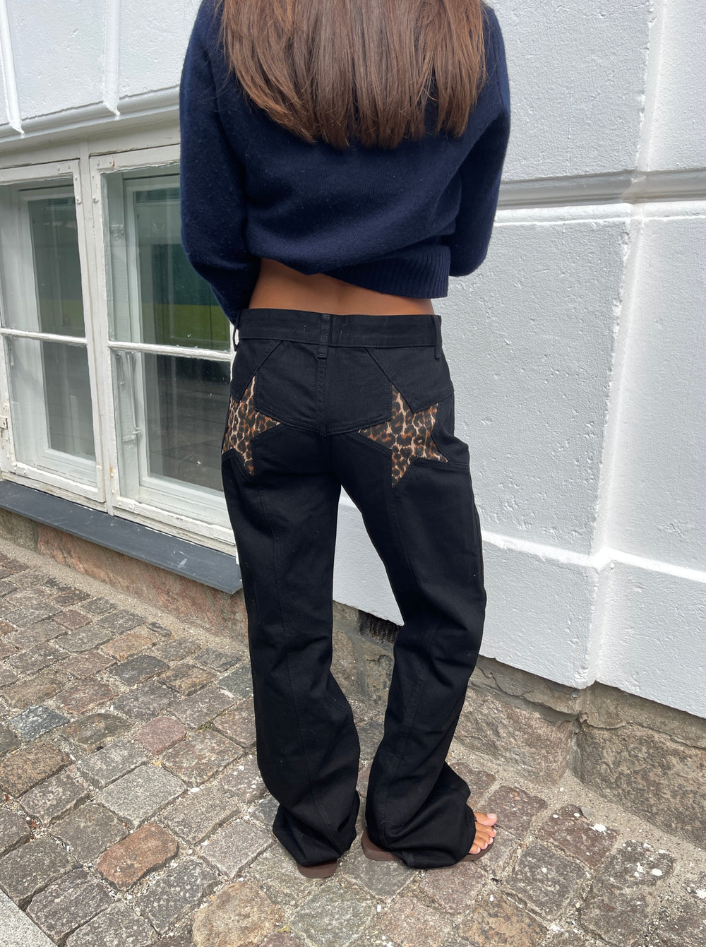 Star jeans med leopard stjerner - Sort