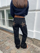 Star jeans med leopard stjerner - Sort