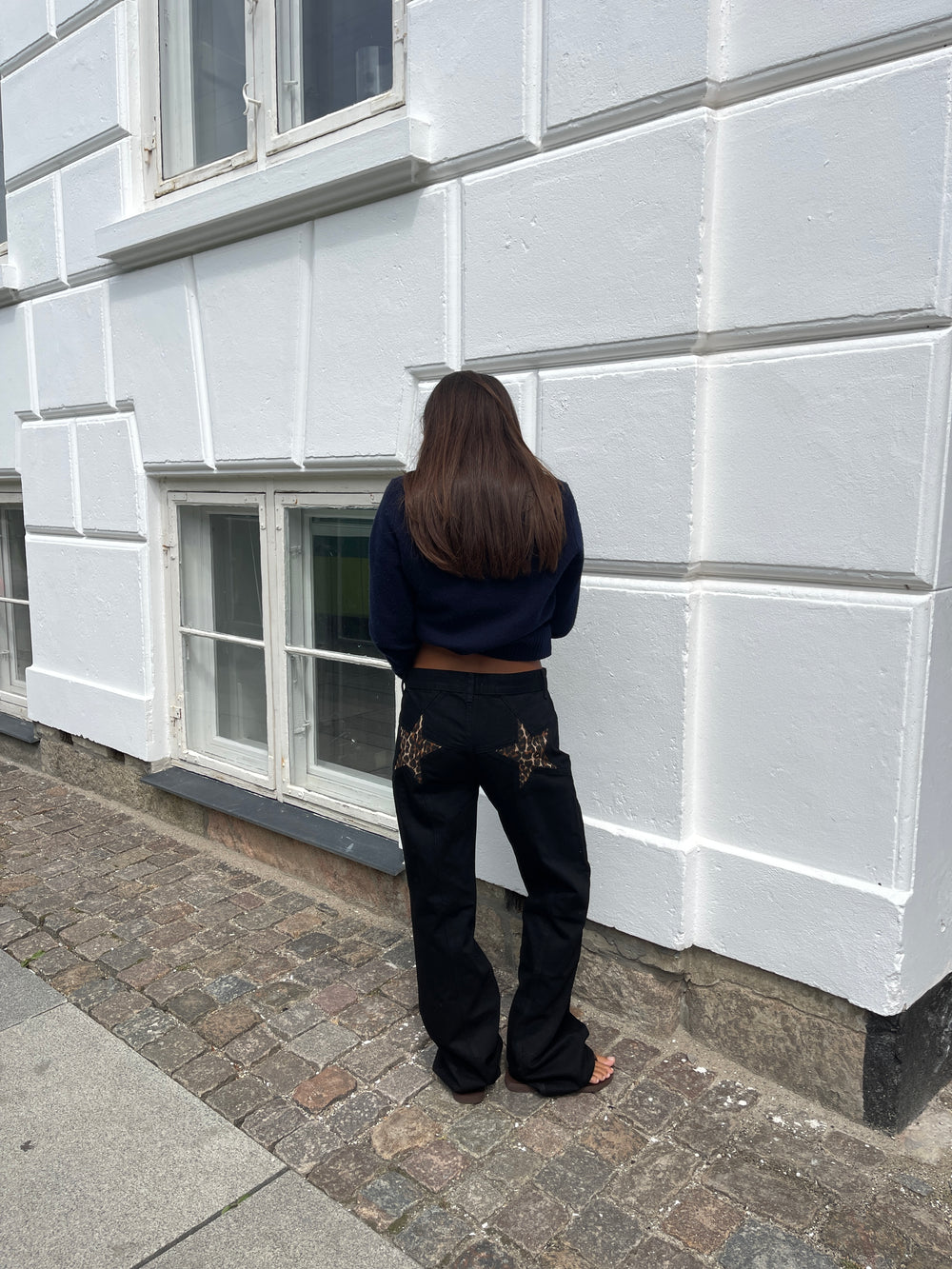 Star jeans med leopard stjerner - Sort