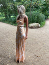 Charline satinkjole - Hvid/orange
