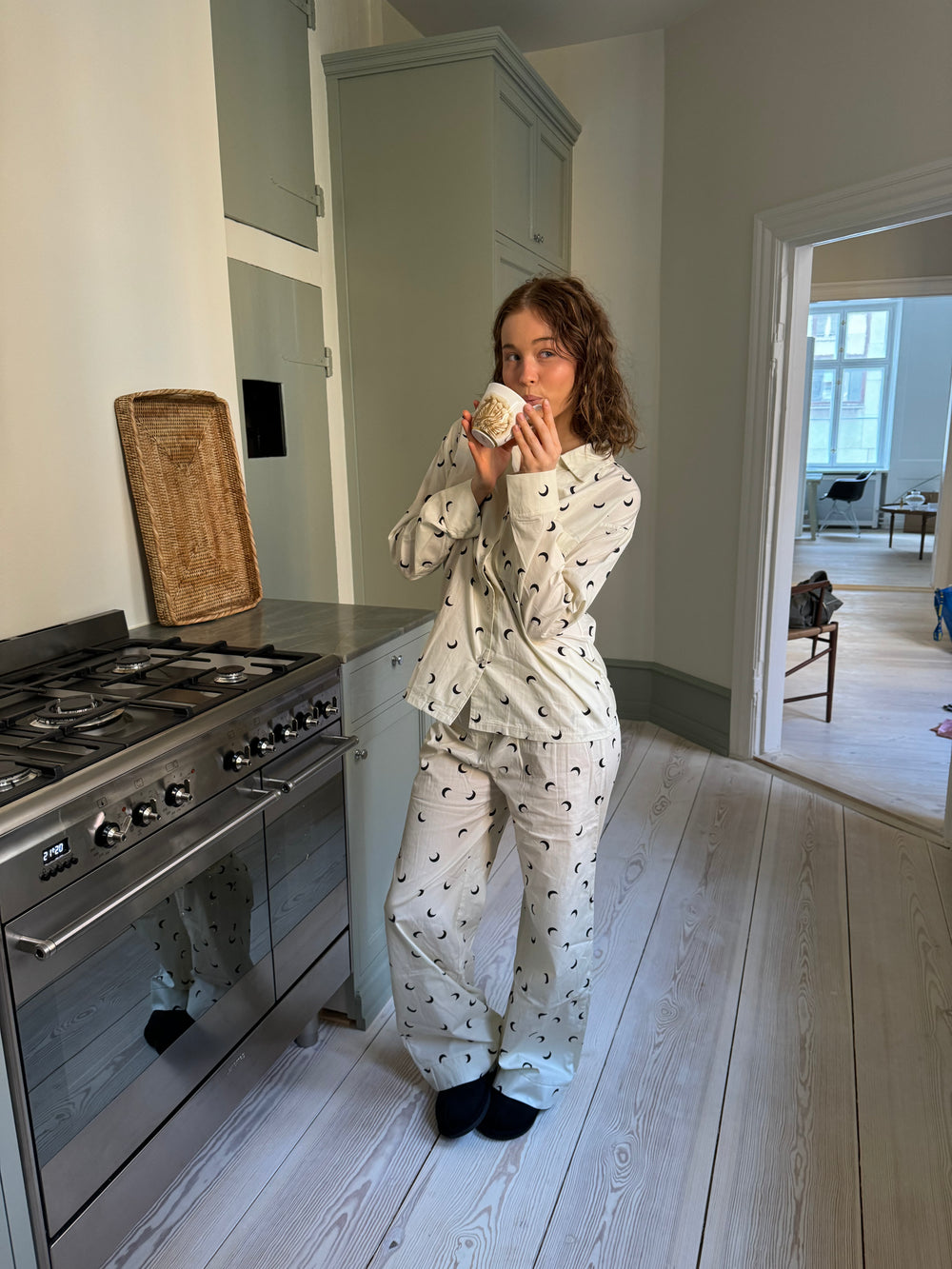 Kyla pyjamasbukser med halvmåner - Beige