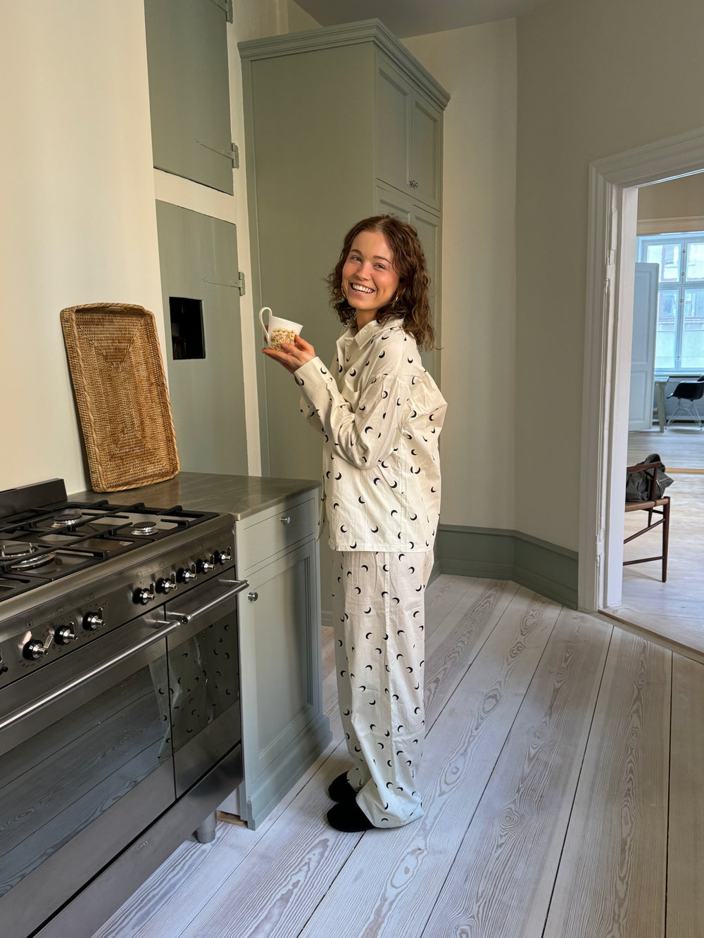 Kyla pyjamasbukser med halvmåner - Beige