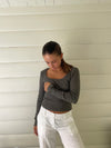 Ariella square neck bluse - Mørkegrøn