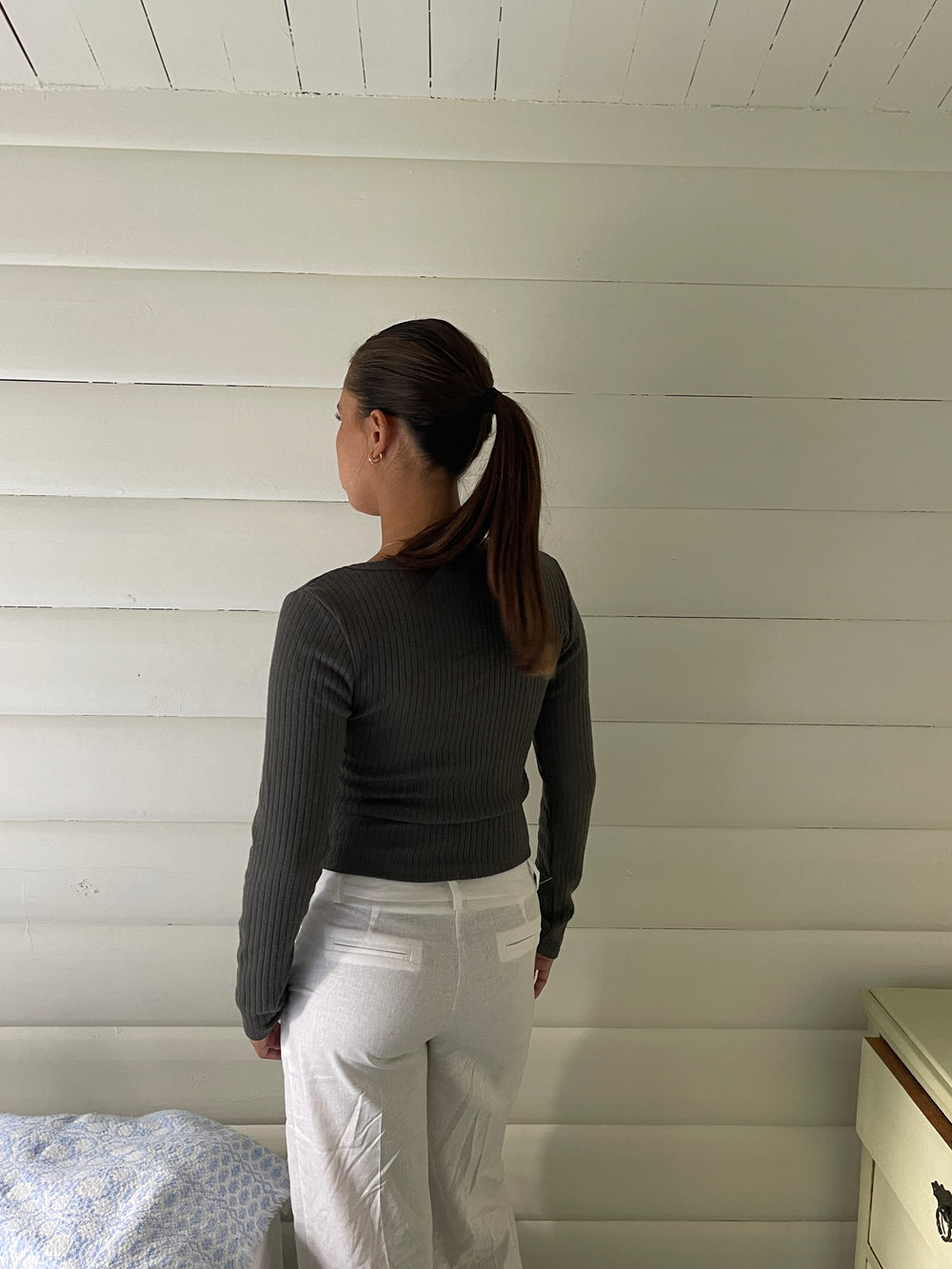 Ariella square neck bluse - Mørkegrøn