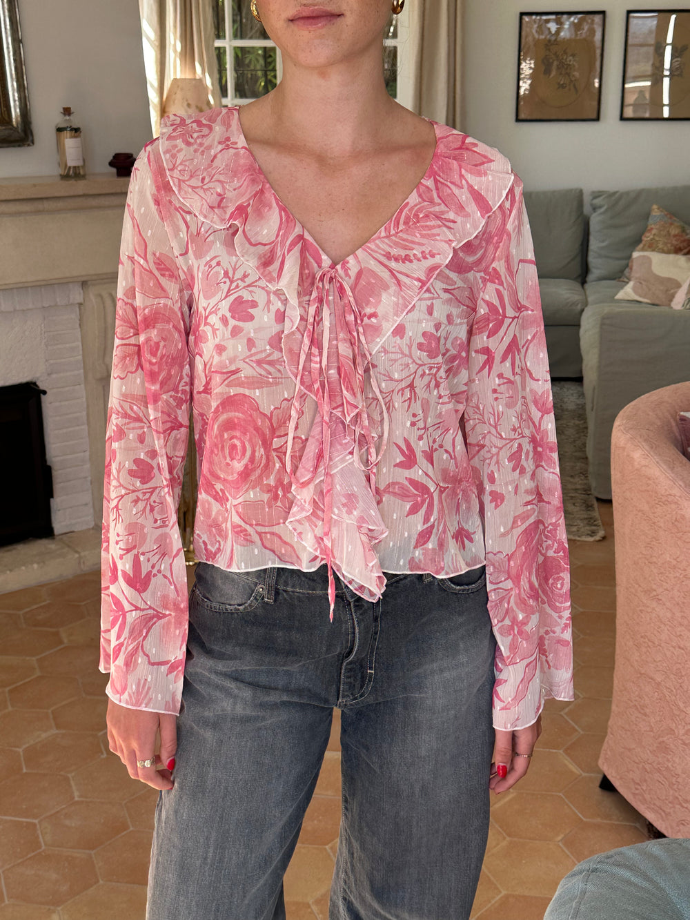 Marianne langærmet bluse - Lyserød