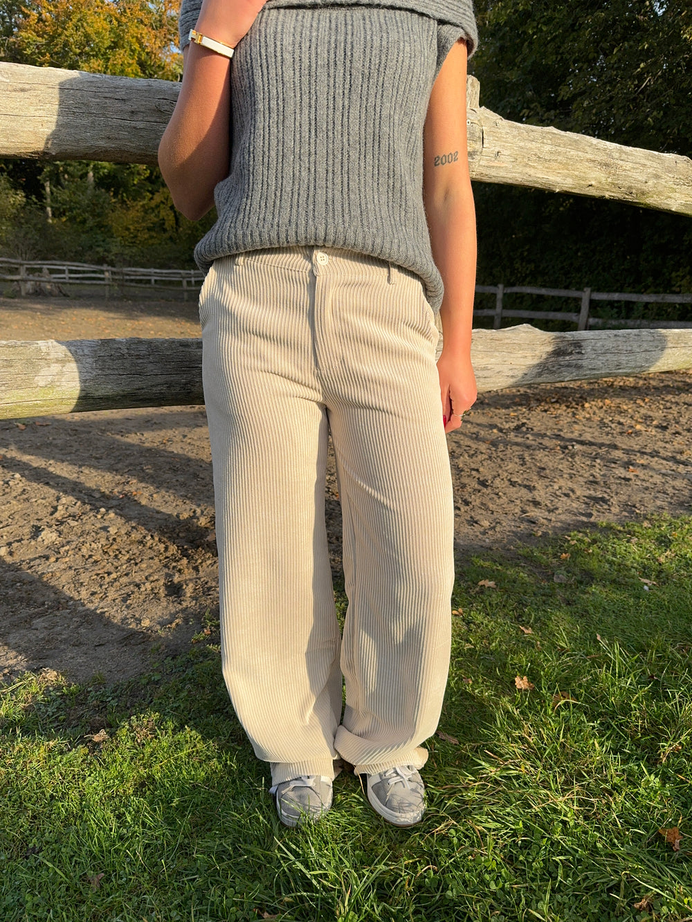 Betsy baggy fløjlsbukser - Off white
