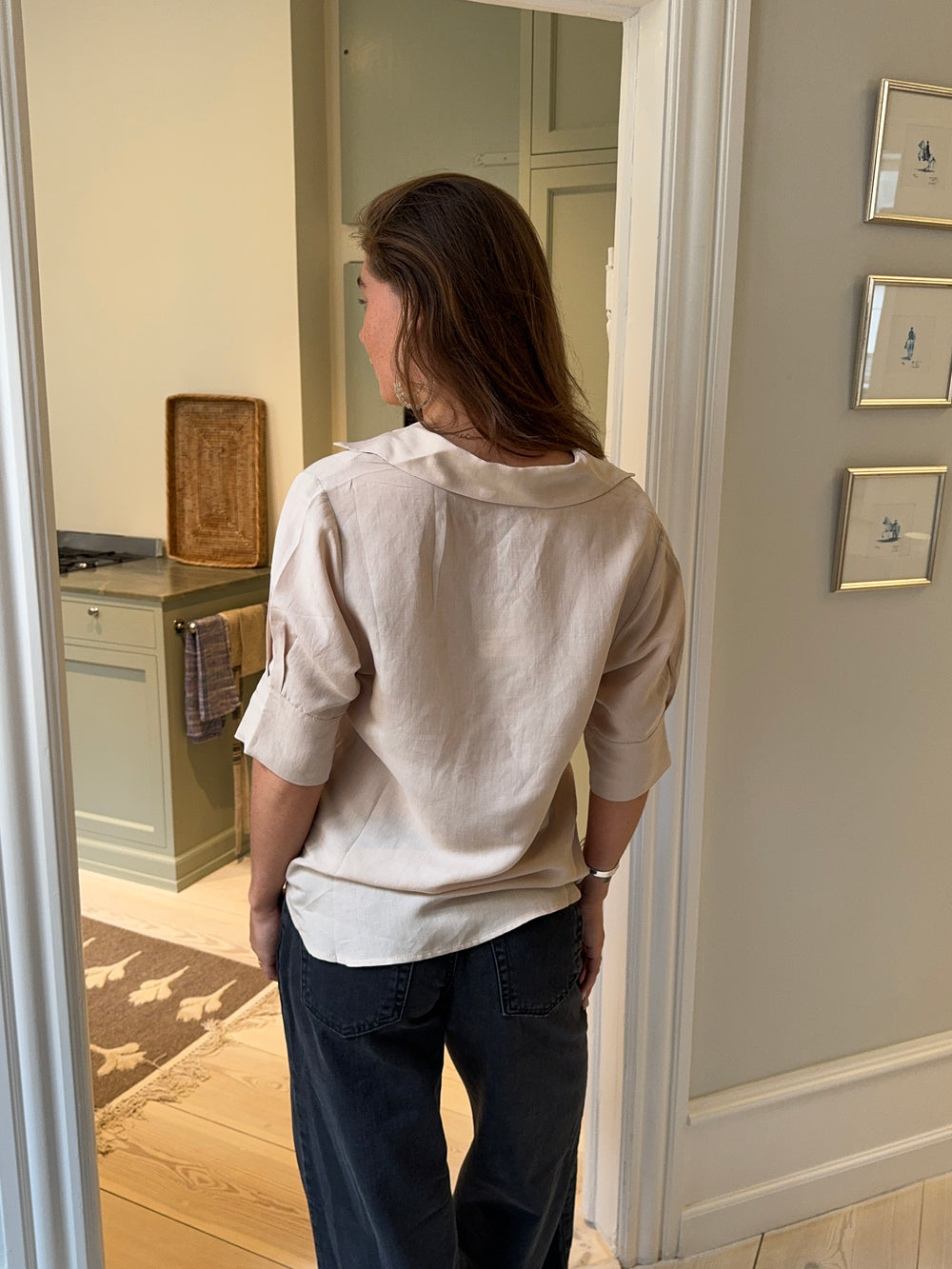 Ria bluse i hørblanding - Beige