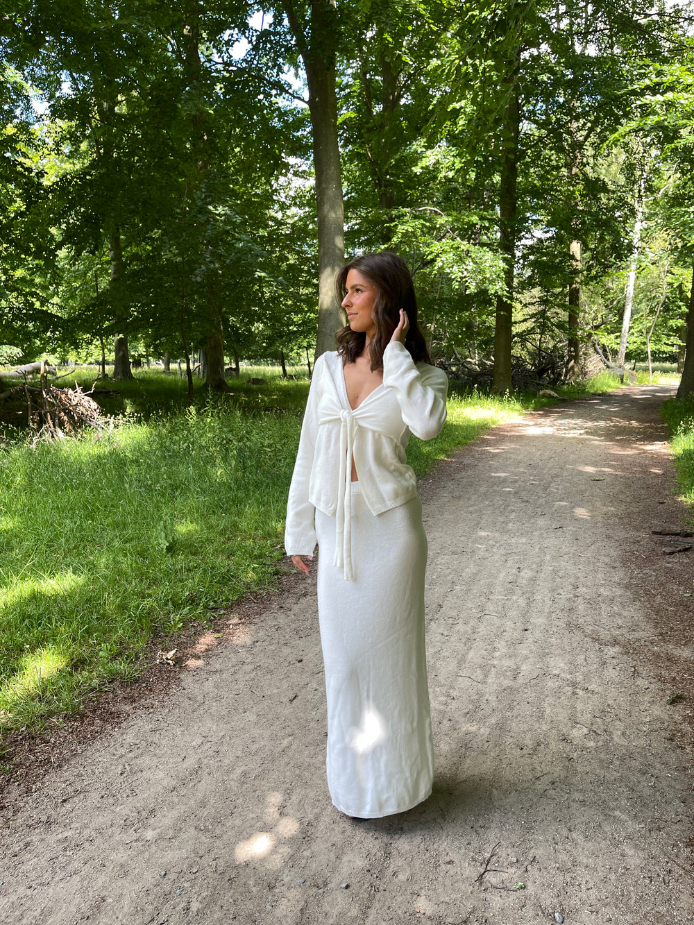 Ines maxinederdel i strik - Hvid