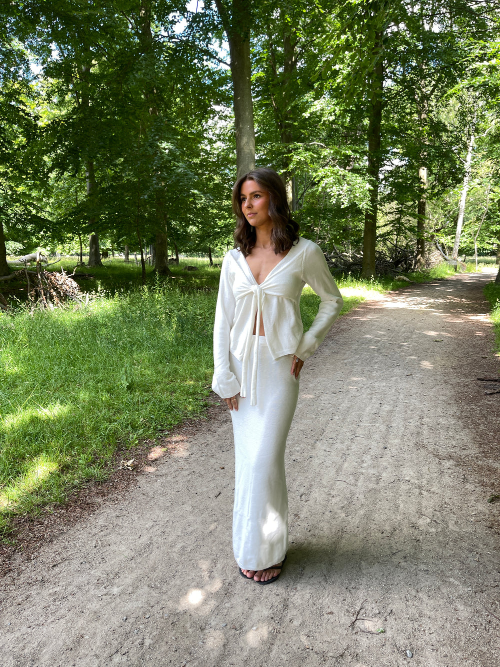 Ines maxinederdel i strik - Hvid
