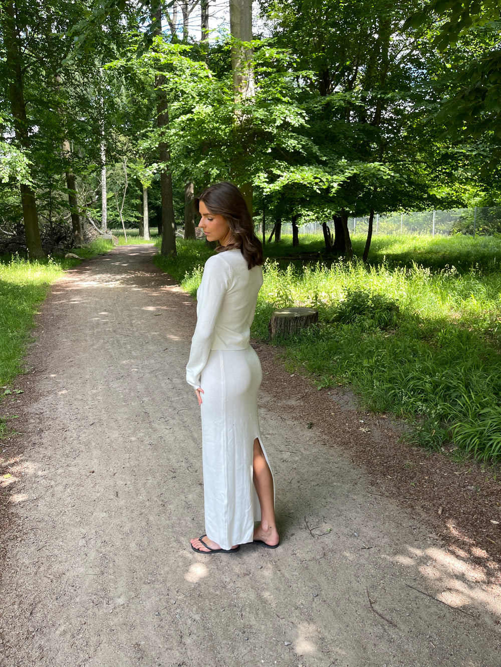 Ines maxinederdel i strik - Hvid