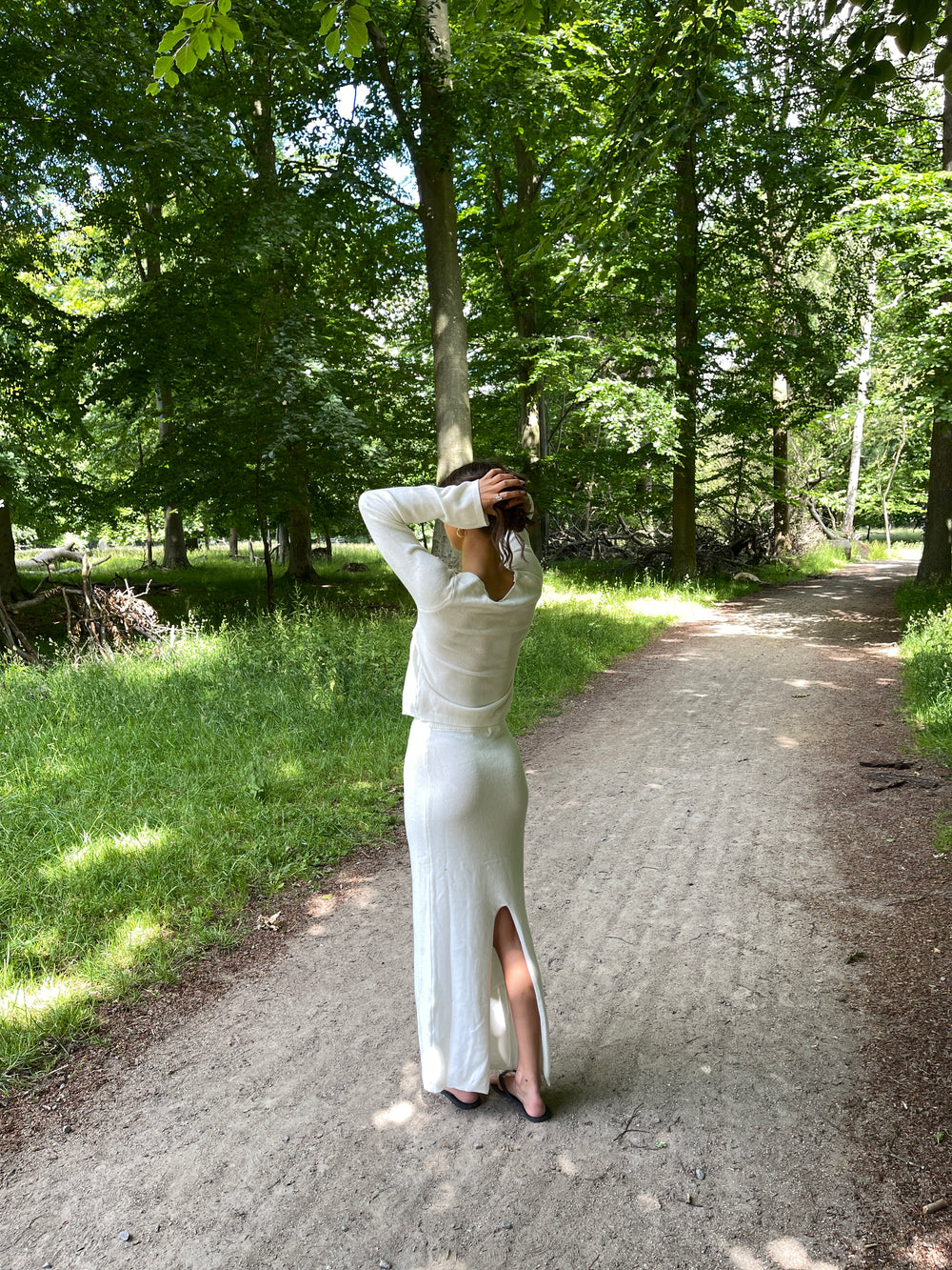 Ines maxinederdel i strik - Hvid