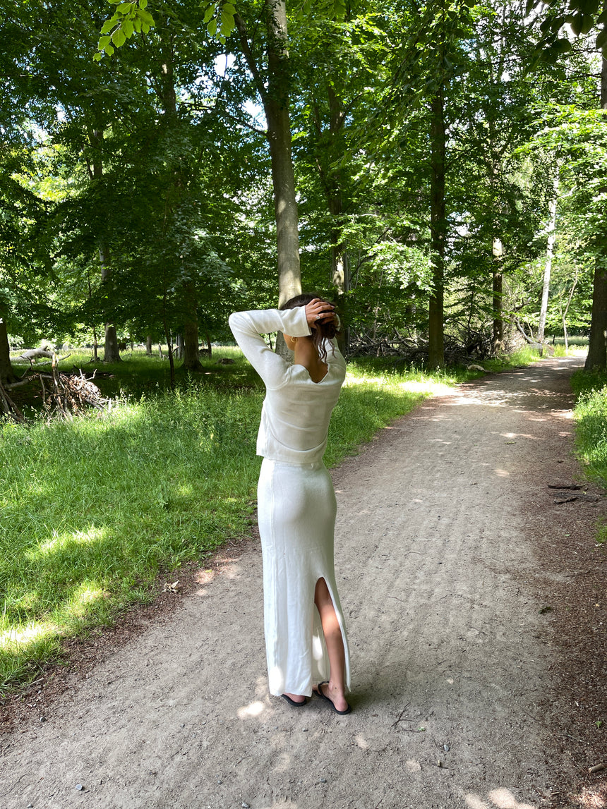 Ines maxinederdel i strik - Hvid