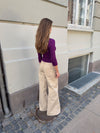 Johanne jeans med brede ben - Sandfarvet