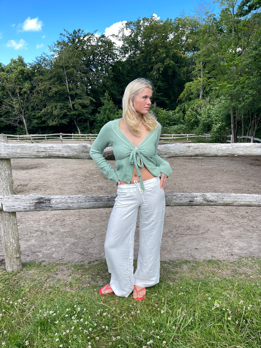 Katarina bukser i hørblanding - Off white