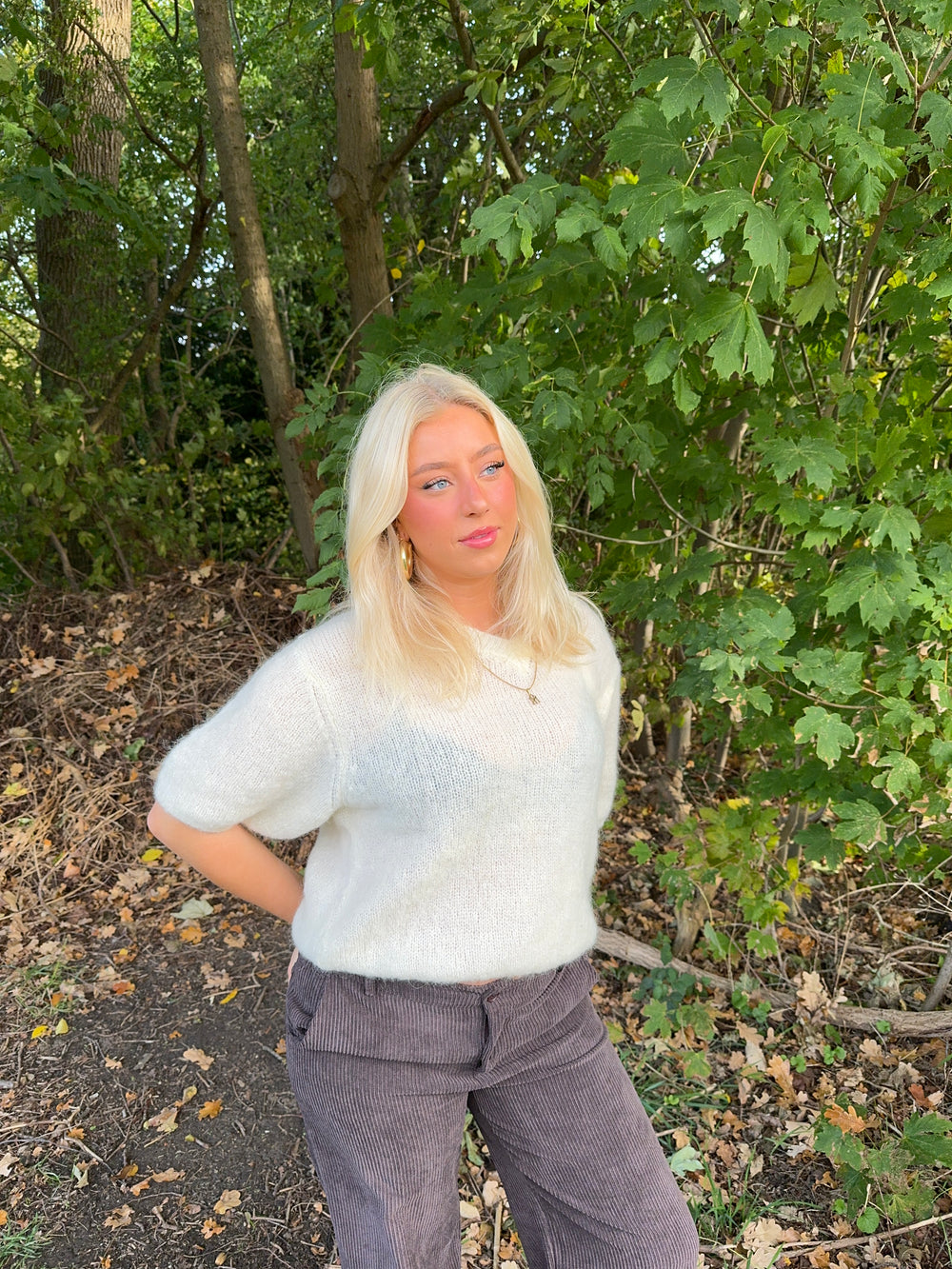 Rancy strikket mohair t-shirt - Off white