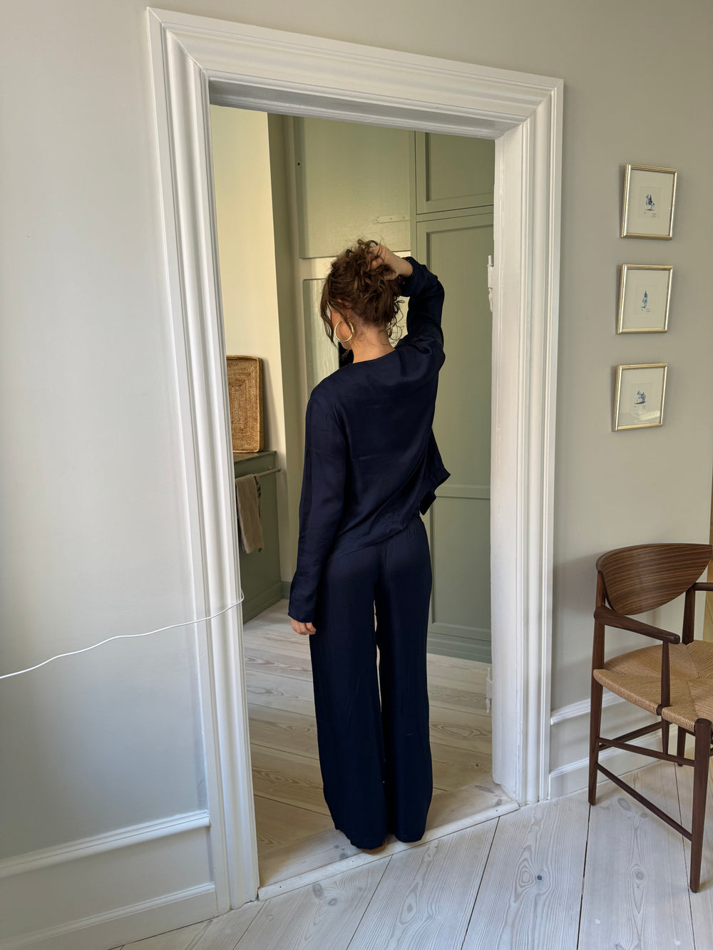 Callie satin cardigan - Navy