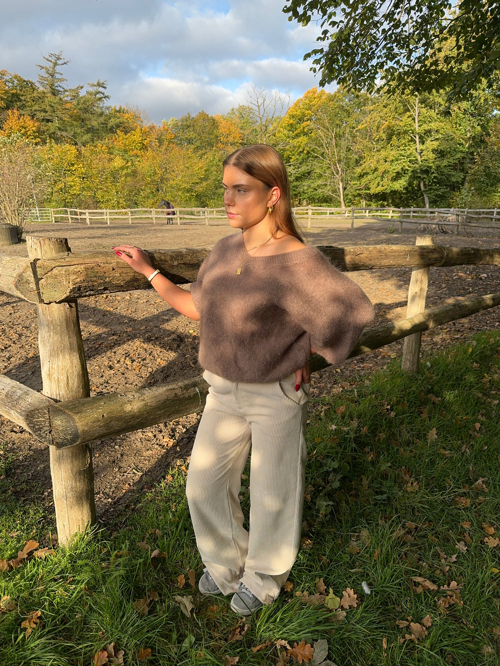Betsy baggy fløjlsbukser - Off white