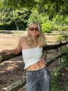 Merle one shoulder-top med blonde - Hvid
