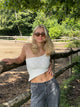 Merle one shoulder-top med blonde - Hvid